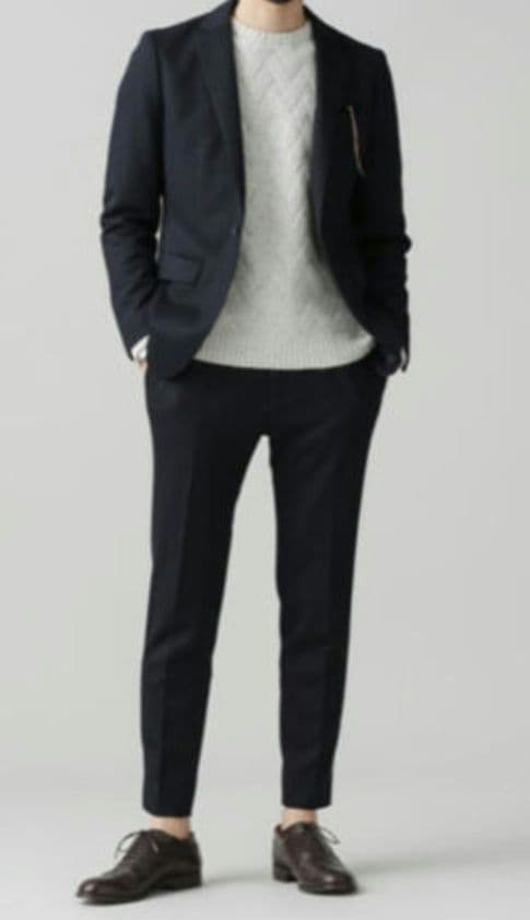 【未使用】ナノユニバース　ダメリーノ ウールミックス　セットアップ 　ネイビーM