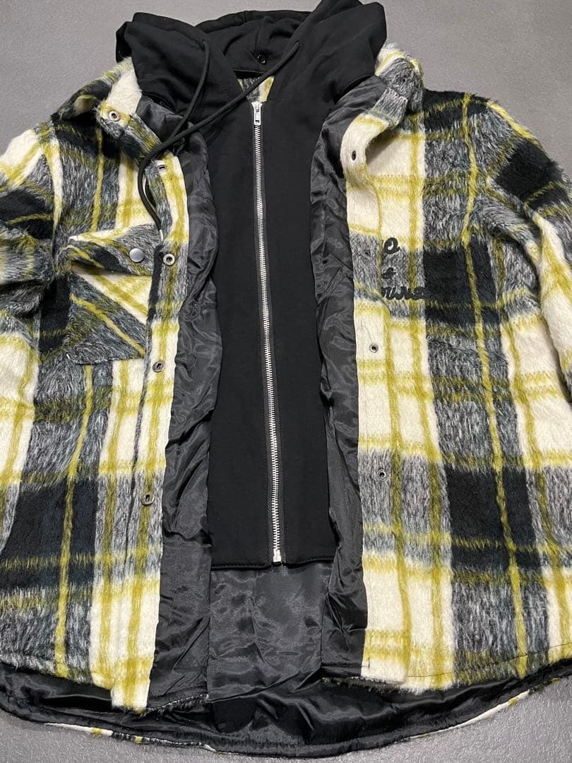 新品 13DE MARZO ジャケット チェック柄　テディベア付き フード付き