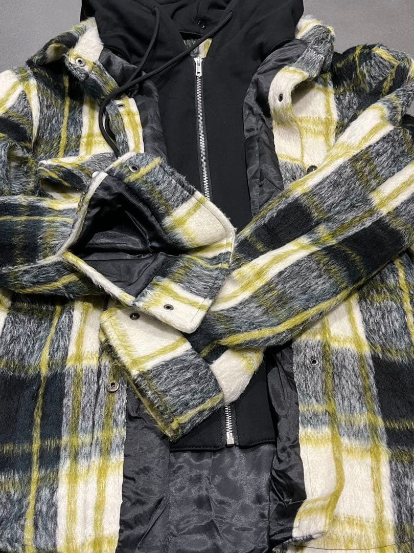 新品 13DE MARZO ジャケット チェック柄　テディベア付き フード付き