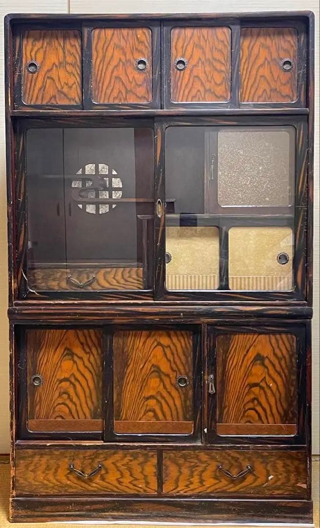 ヴィンテージ 茶箪笥 黒柿 水屋箪笥 飾り棚 収納