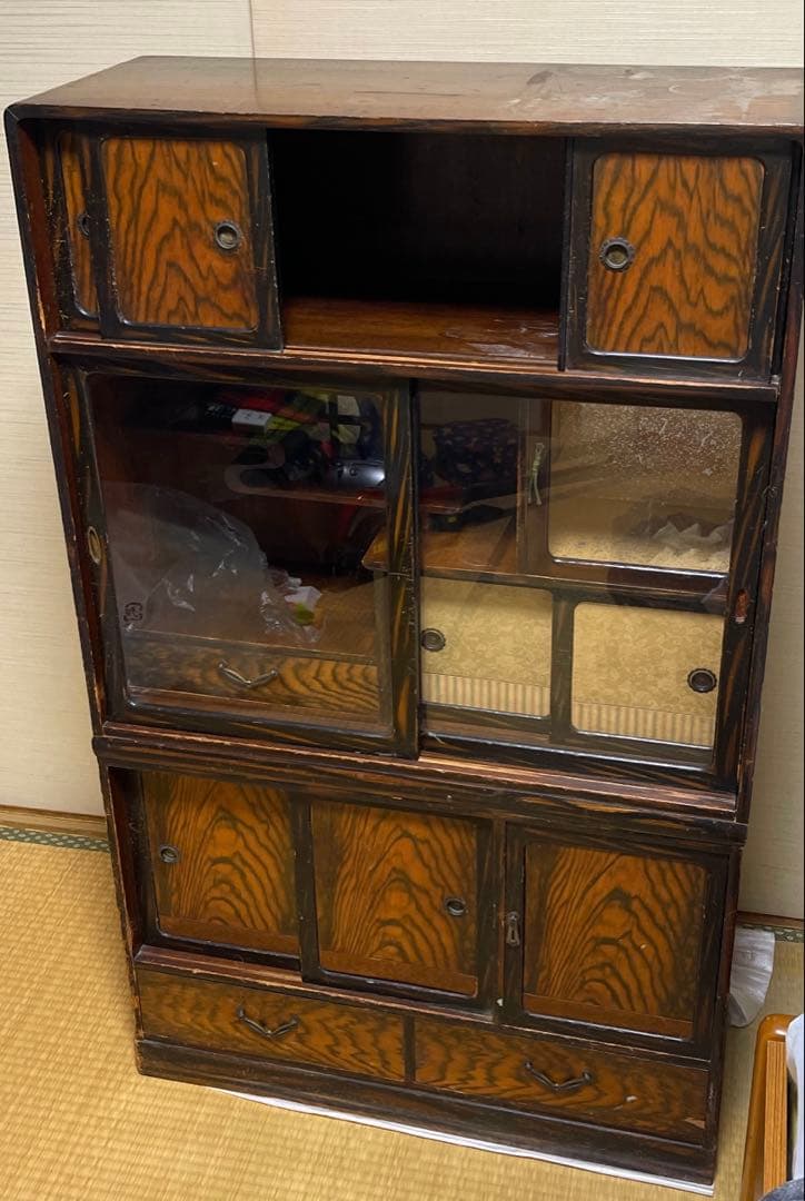 ヴィンテージ 茶箪笥 黒柿 水屋箪笥 飾り棚 収納