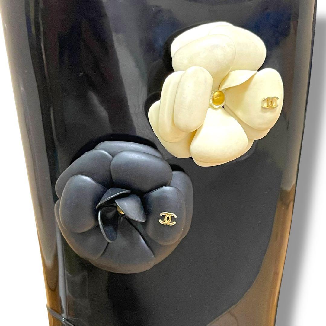 CHANEL シャネル レインブーツ カメリア ブラック 39 ココマーク 上品