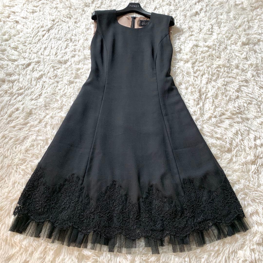 極美品✨高級 定価20万 フォクシー レース チュール ワンピース サマーウール
