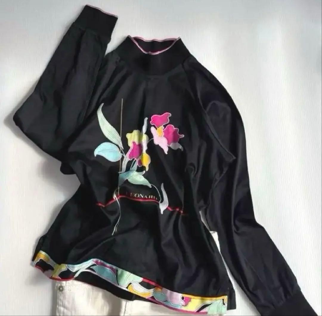 LEONARD SPORTレオナールハイネックカットソー上質感シンプル　綿100