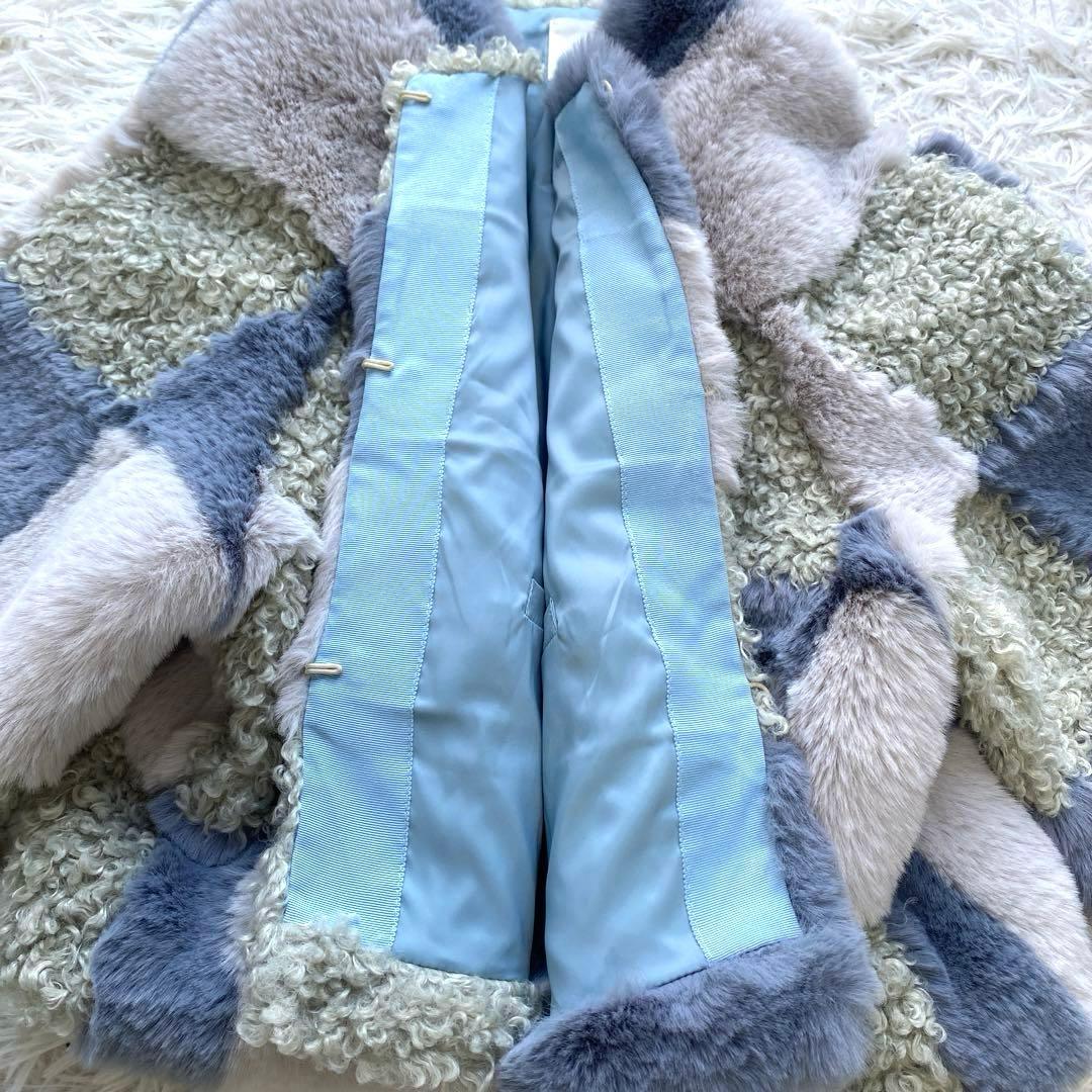 FUR FUR エコファー　ミックスブルゾン　ファーコート　ジャケット　ブルー