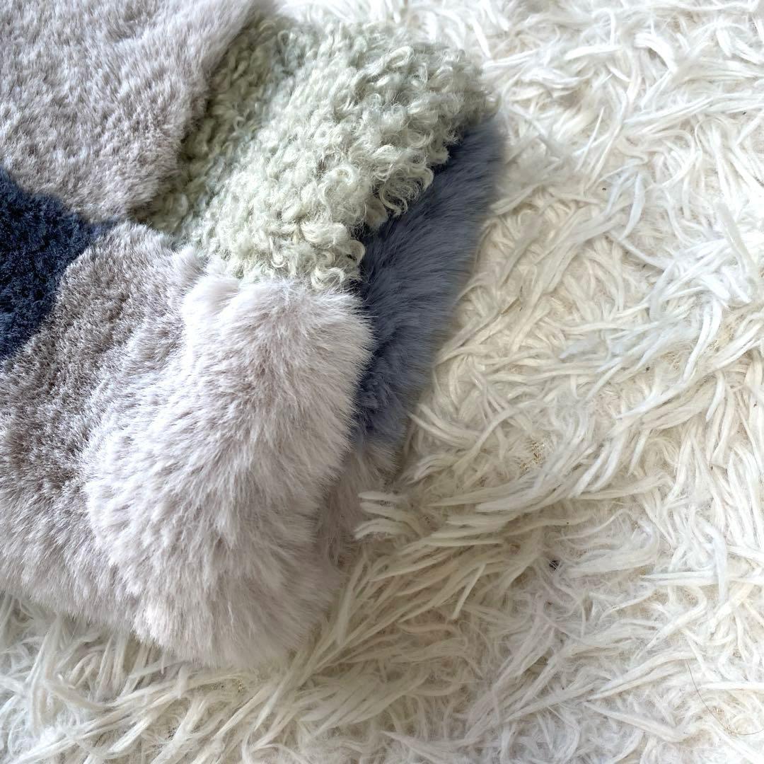 FUR FUR エコファー　ミックスブルゾン　ファーコート　ジャケット　ブルー