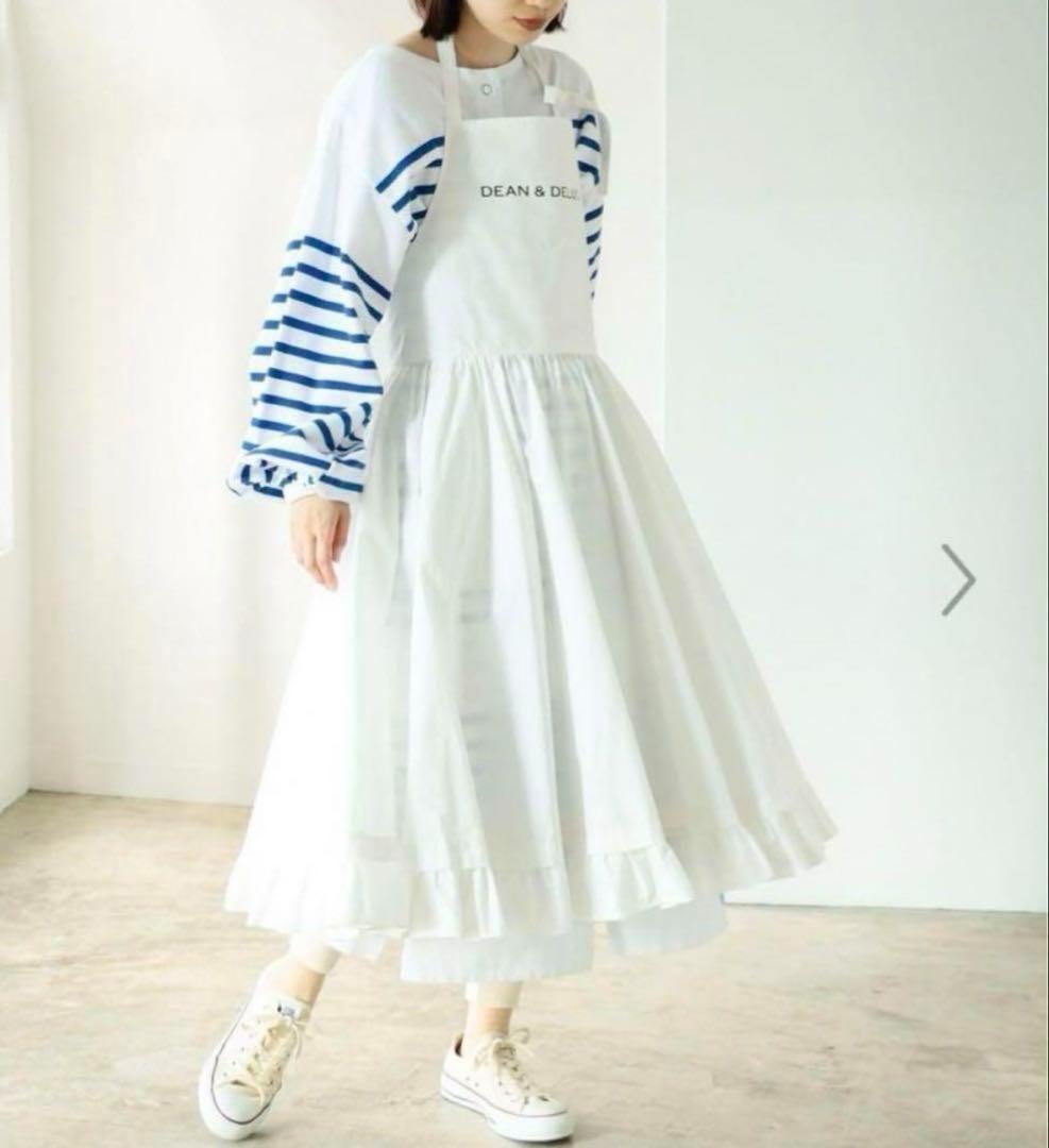DEAN＆DELUCA×BEAMS COUTUREギャザーのエプロンドレス　白