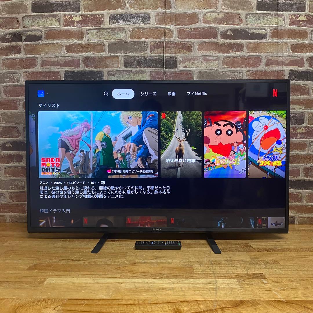 SONY 43V型 4K チューナーレス 液晶テレビ BRAVIA 動画アプリ○