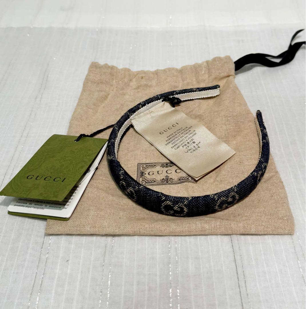 GUCCIグッチ　カチューシャ　ヘアバンド　デニム　未使用タグ付き