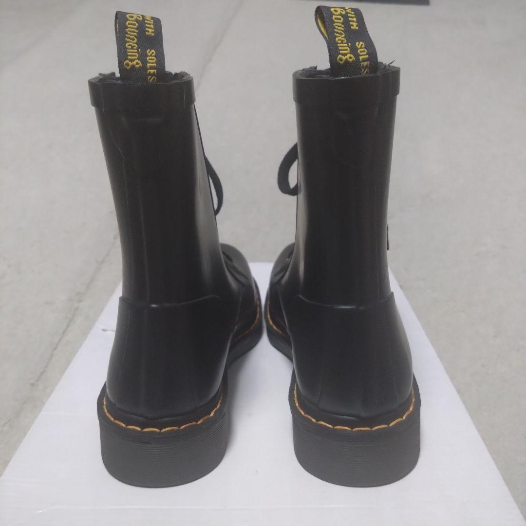 極美品 Dr.Martens ドクターマーチン　レインブーツ　ブラック編み上げ