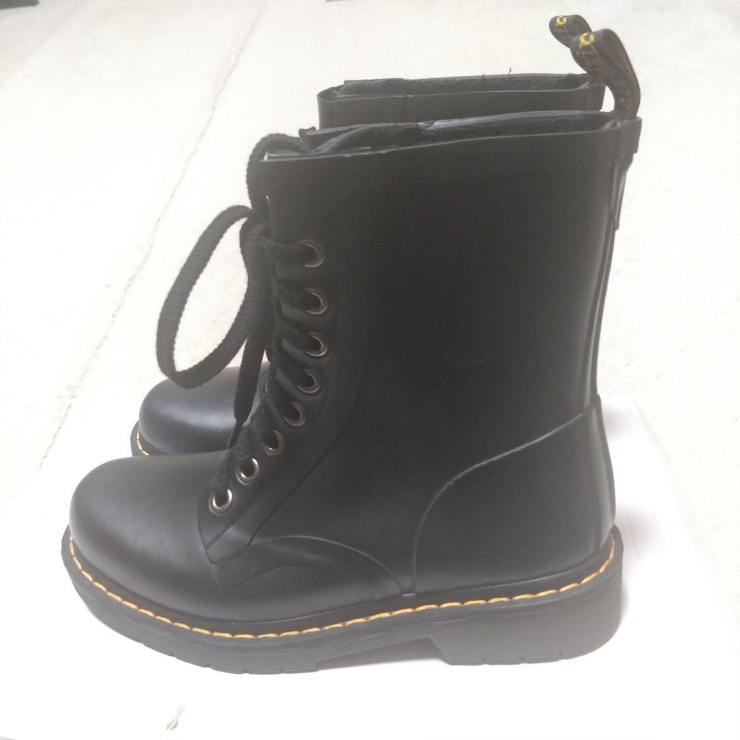 極美品 Dr.Martens ドクターマーチン　レインブーツ　ブラック編み上げ