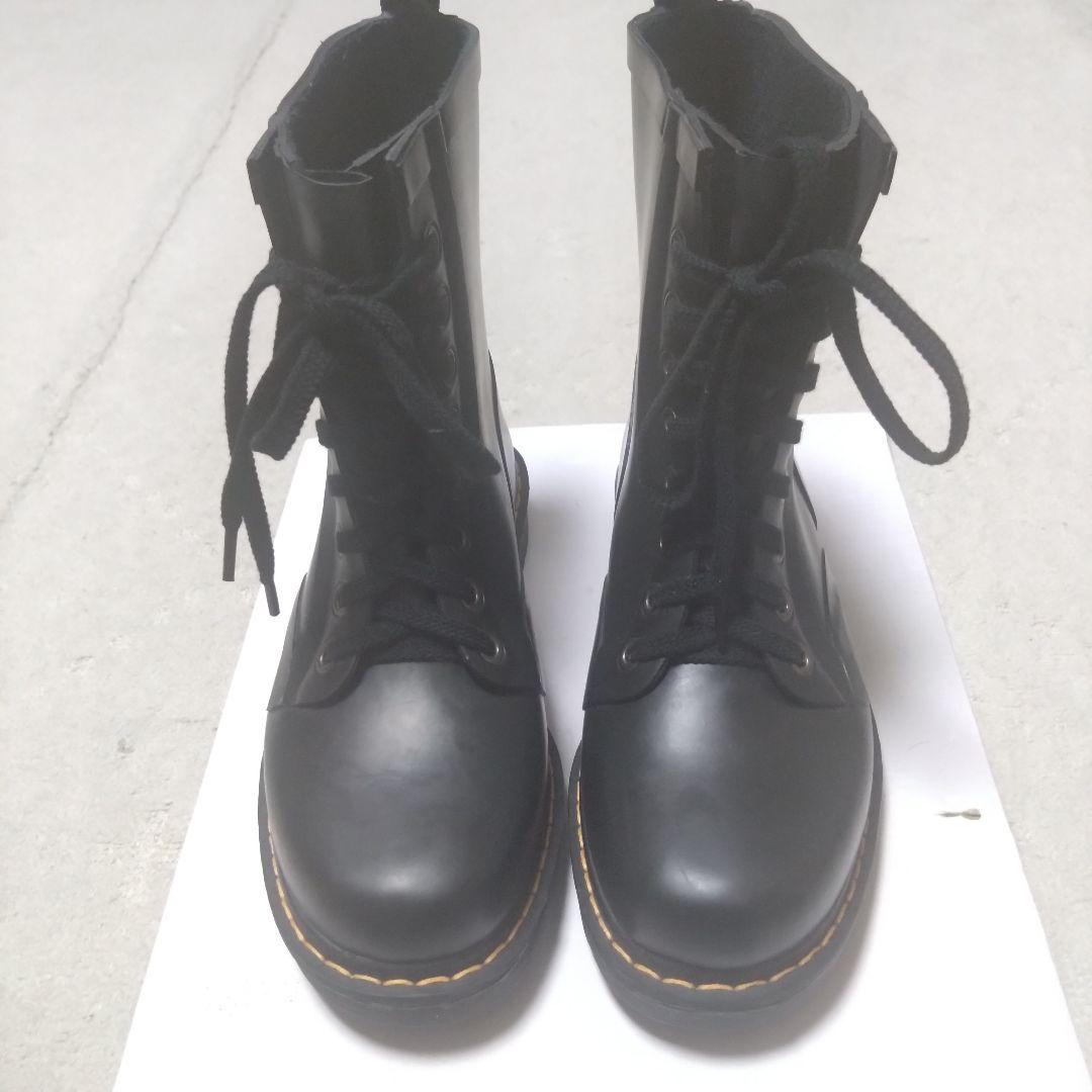 極美品 Dr.Martens ドクターマーチン　レインブーツ　ブラック編み上げ