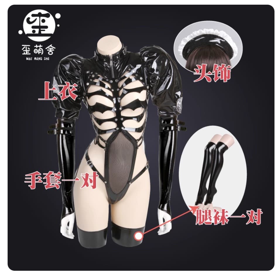 【実物写真あり】ブラック骨格デザイン歪萌舍 コスプレ衣装 Mサイズ