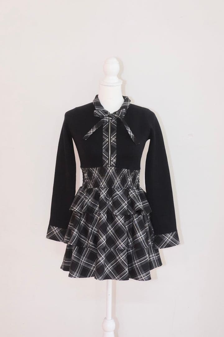 メルティ meltie papillonner check tiered op