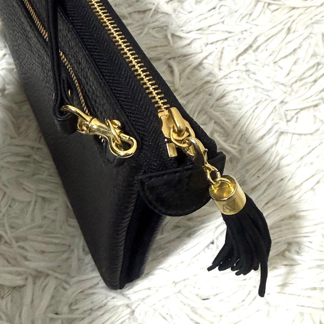 アタオ オフィスブーブー ブラック ショルダー ゴールド金具 ポシェット お財布