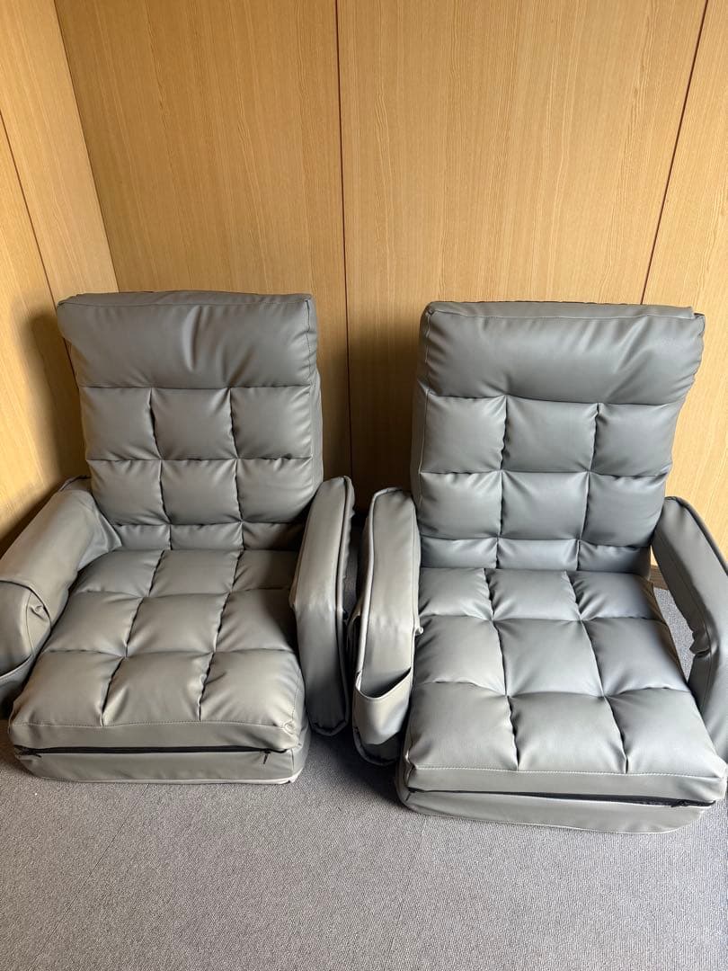 座椅子 42段階 肘掛け サイドポケット付き ハイバック 連動肘つき 座いす