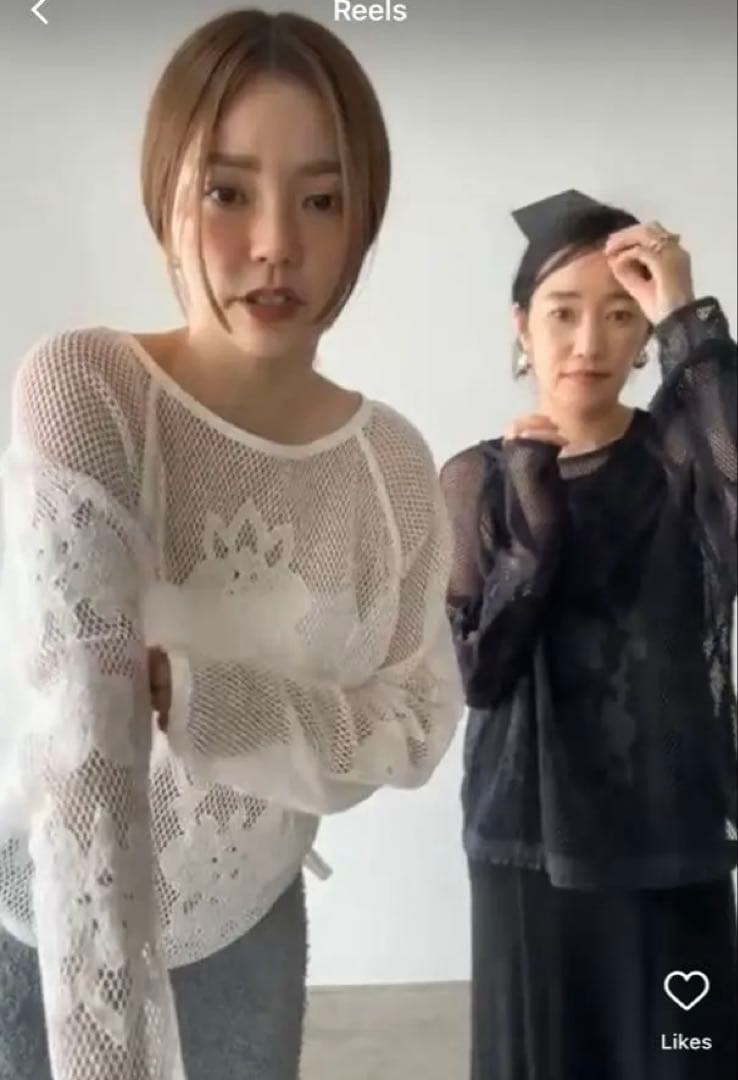 【新品】anuke Embroidery Mesh Tops ブラック