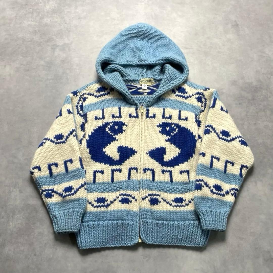 90s wool cowichan sweater “hoodie type”