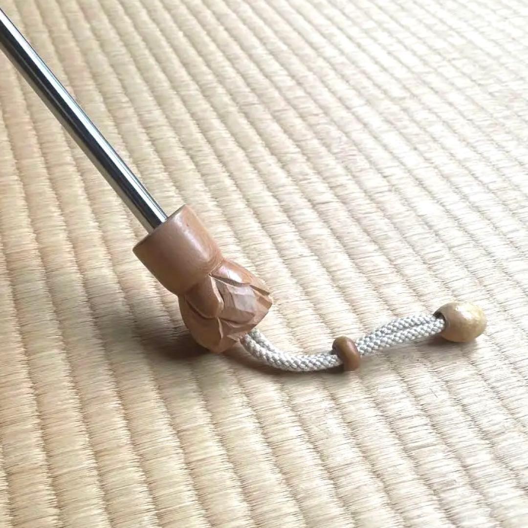 【新品】日本製 天然染 麻100 リネン 木製彫 高級日傘 モンブラン山口