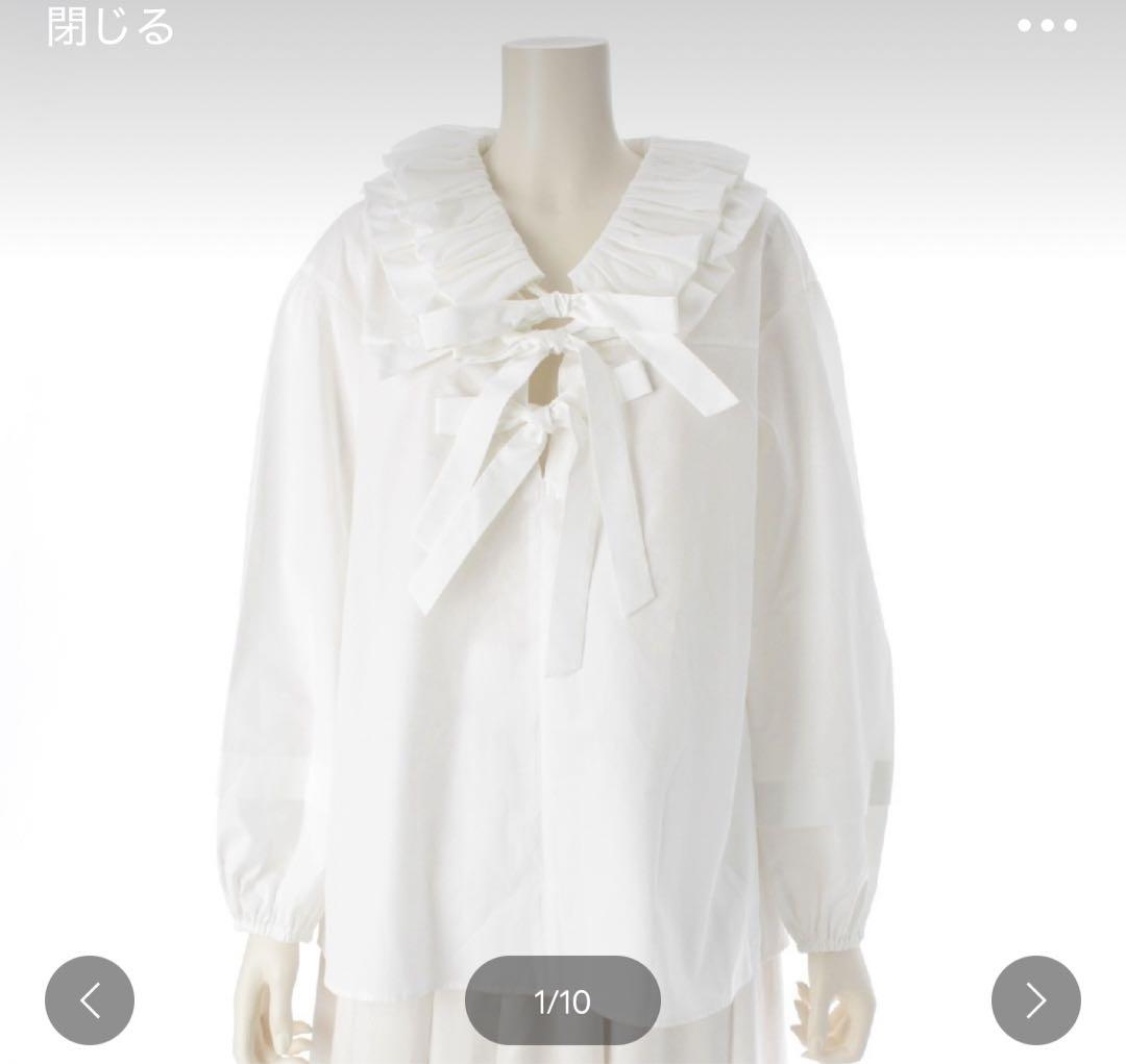 Drawer 24SS フリルリボンブラウス ホワイト 36サイズ