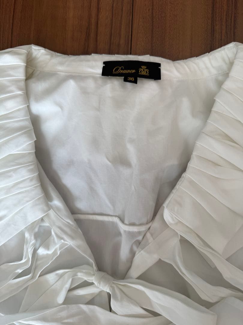 Drawer 24SS フリルリボンブラウス ホワイト 36サイズ