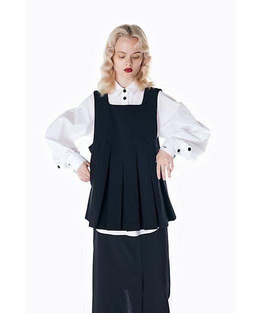 ENFOLD エンフォルド PLEATS TWO-WAY VEST グレー