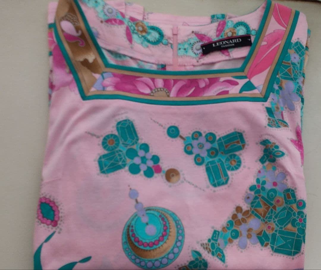 LEONARD フラワープリント 五分袖チュニック