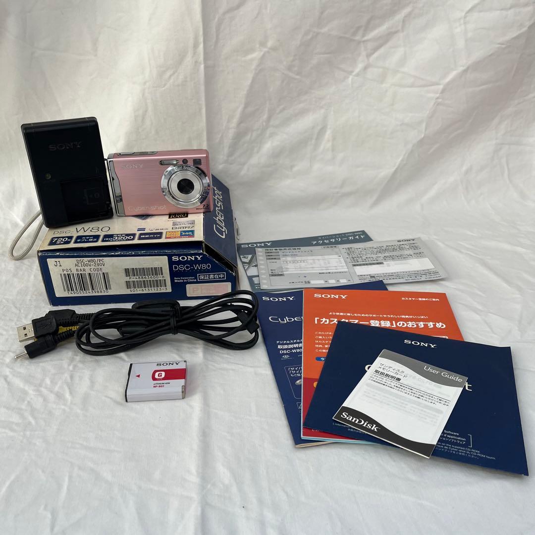 0106A5 SONY Cyber-shot DSC-W80ピンク作動確認済