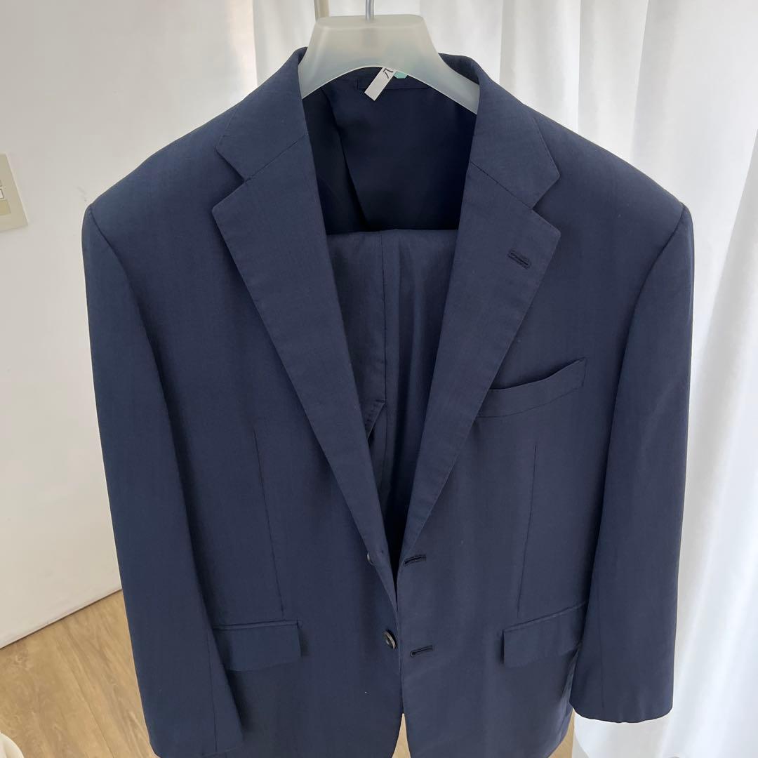 【美品】シップス×ロロピアーナ　高級　イタリア生地　ネイビー　52