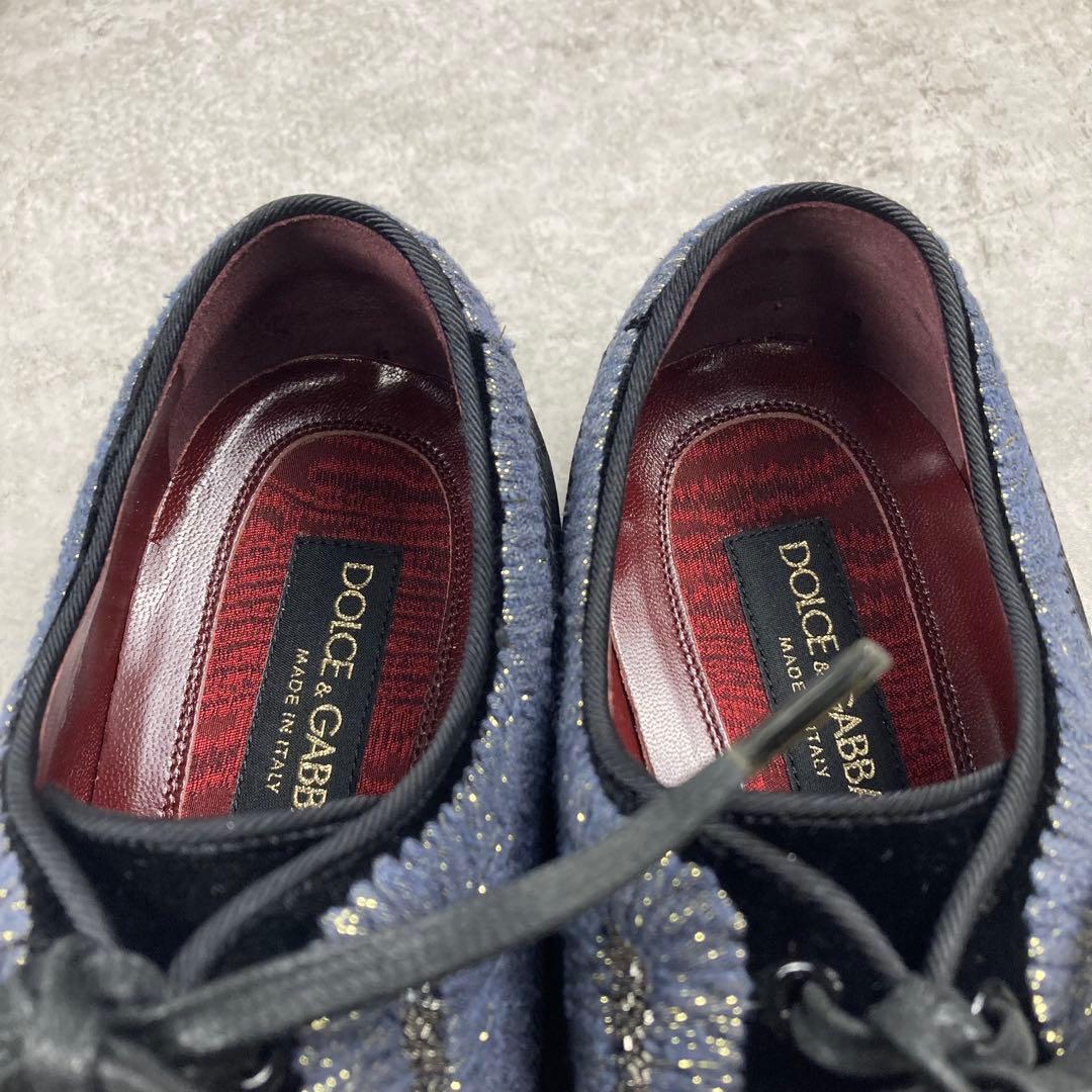 未使用品　ドルチェ&ガッバーナ　ベロア　ビジュー　シューズ　6 1/2 ブラック