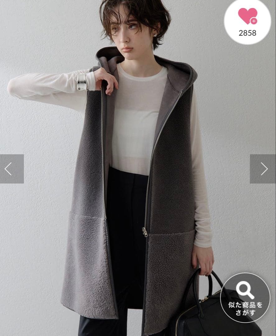 新品タグ付Whim Gazette 【THE PAUSE】ボアフードロングジレ