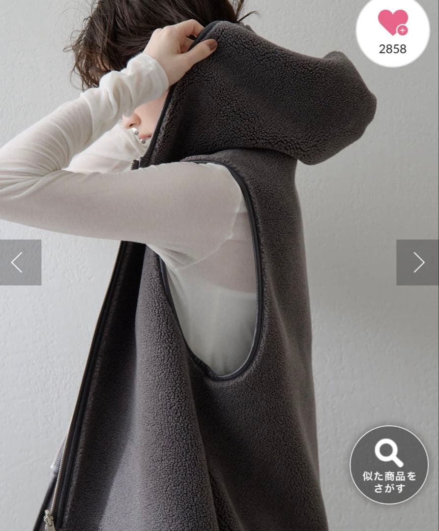 新品タグ付Whim Gazette 【THE PAUSE】ボアフードロングジレ