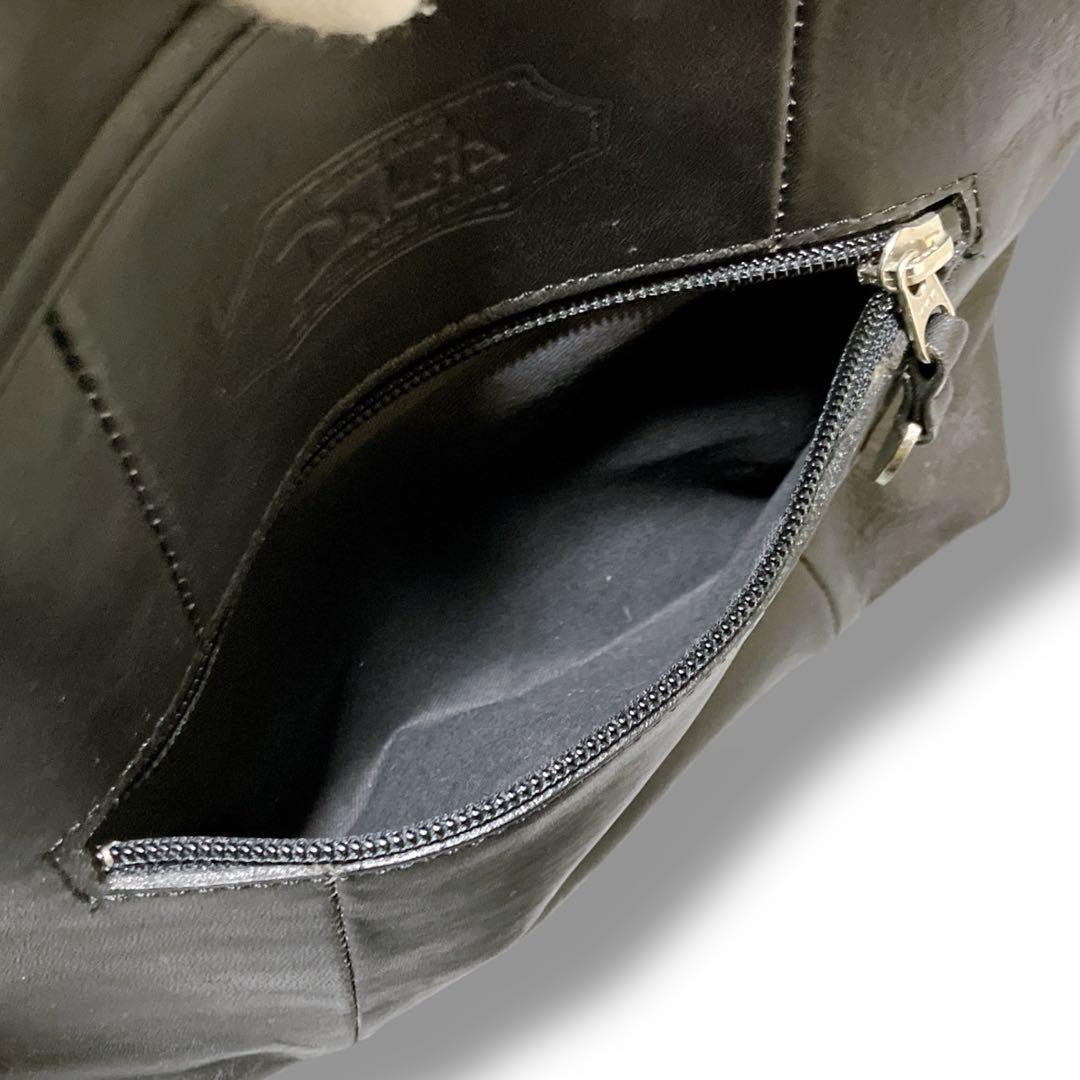 ダコタ 日本製 肩掛け可 オールレザー フラップ ショルダーバッグ ブラック