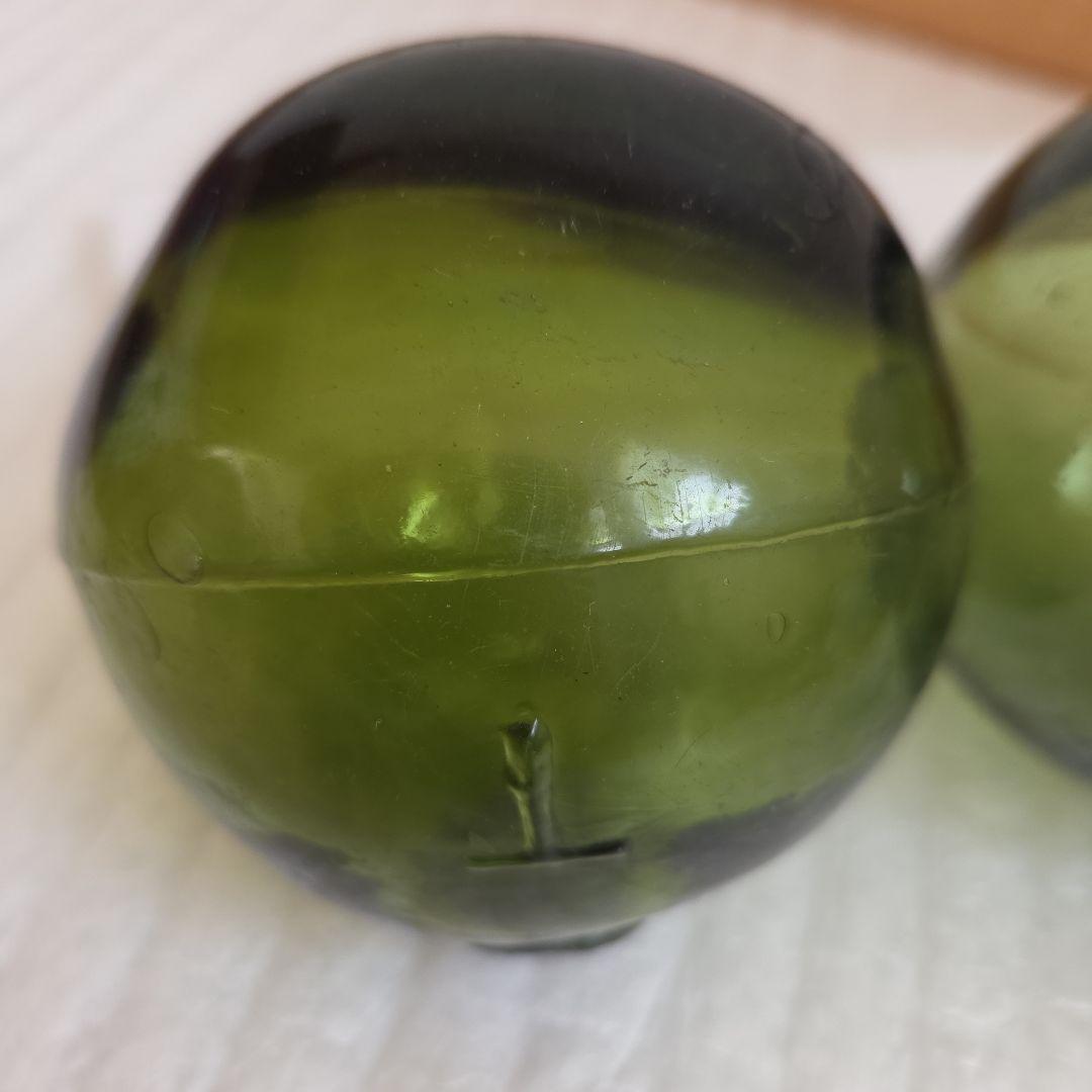 ガラス浮き玉 緑２ 青ボタン