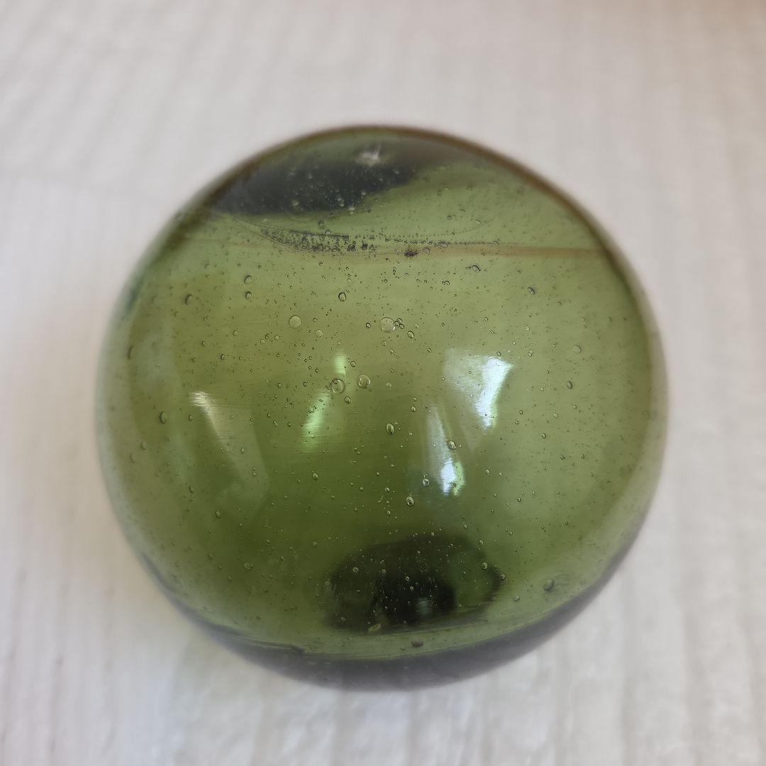 ガラス浮き玉 緑２ 青ボタン