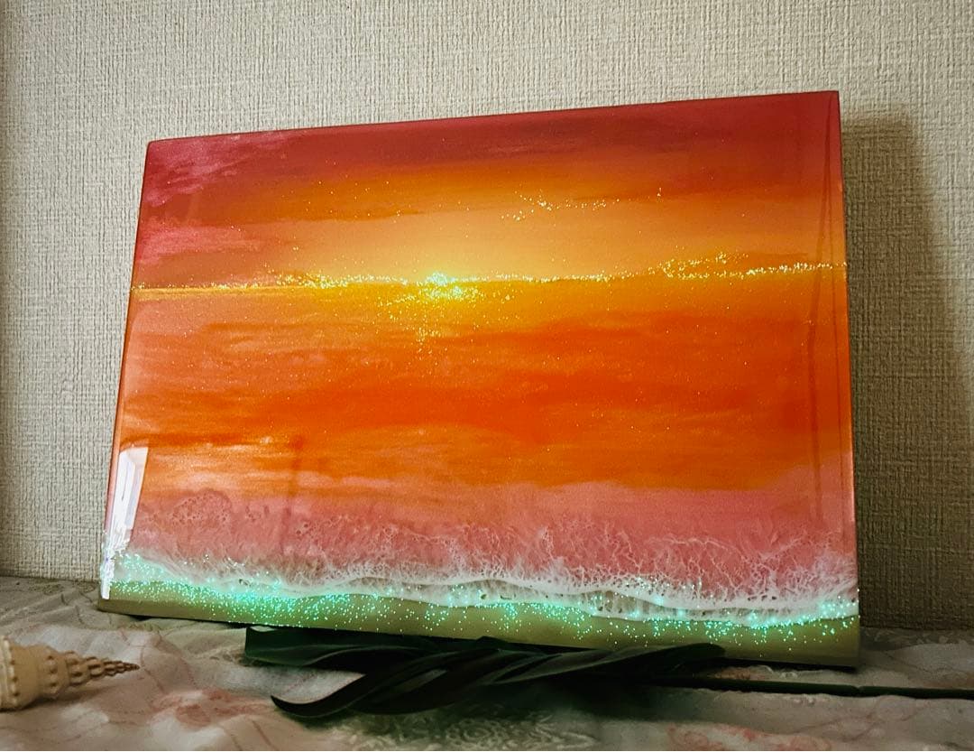 (お取り置き品)2024蓄光入りオーシャンレジンアートNo.27【A3パネル】