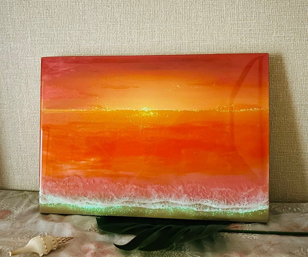 (お取り置き品)2024蓄光入りオーシャンレジンアートNo.27【A3パネル】