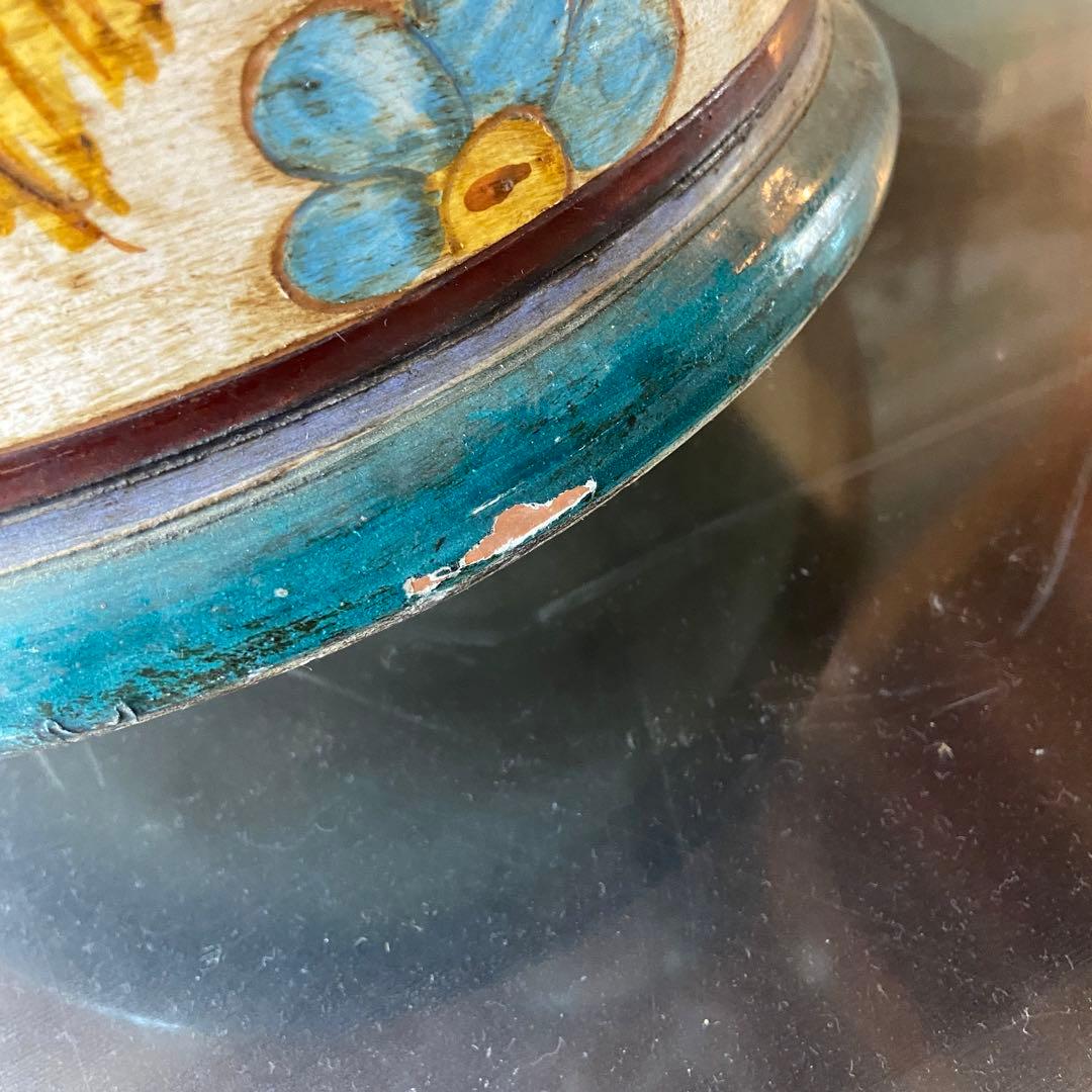 陶器　傘立て　ヴィンテージ　ハンドペイント　明るい花柄　イタリア