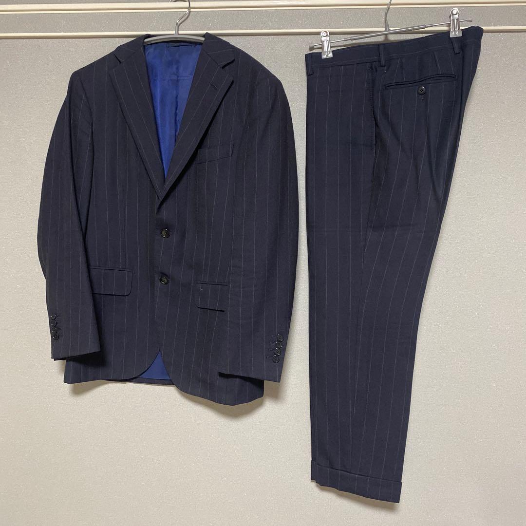 ネイビー ストライプ スーツ セット BEAMS F ジャケット スラックス