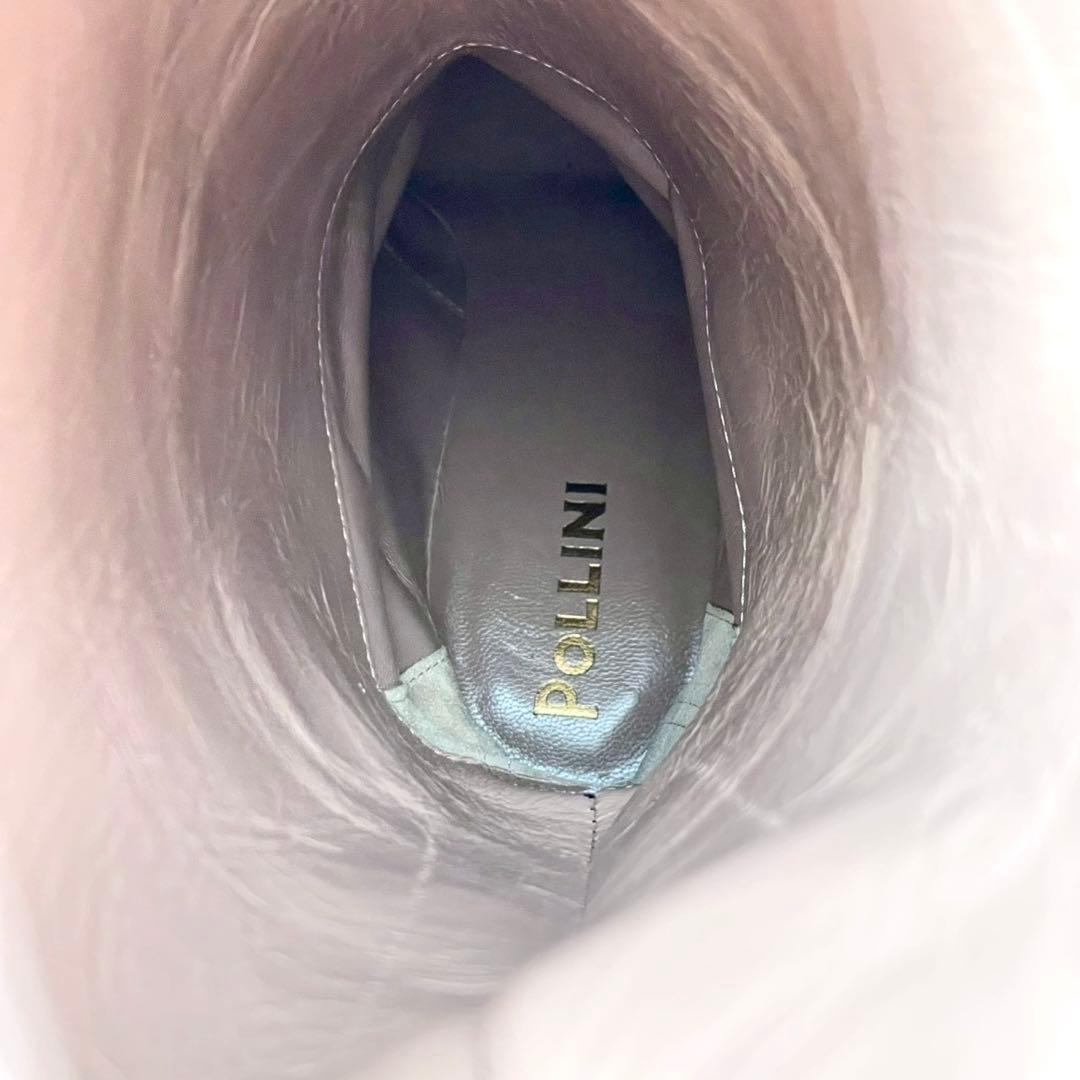 ポリーニ ロングブーツ ポインテッドトゥ 本革 36 黒 イタリア製 Y1138