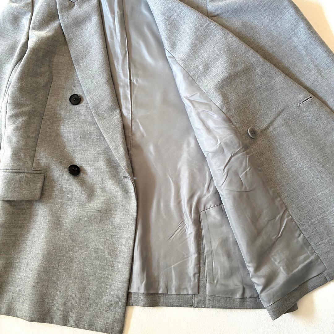 【状態良好】アンクレイヴ　ウール混ダブルテーラードジャケット　グレー