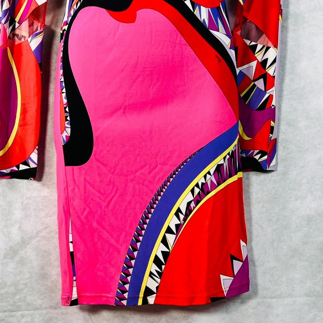 【美品✨エミリオプッチ】ワンピース プッチ柄 シルク ピンク系 36 M相当