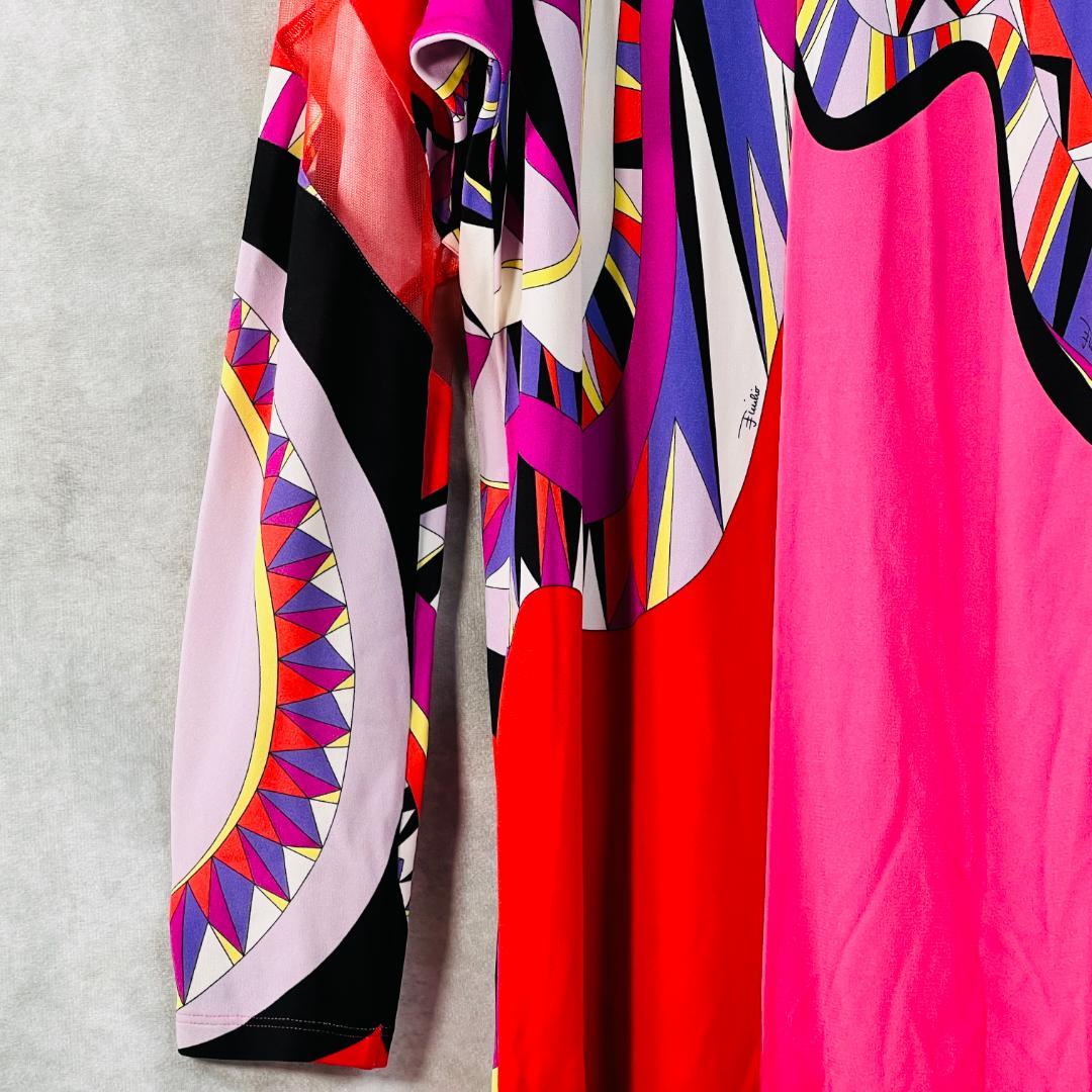 【美品✨エミリオプッチ】ワンピース プッチ柄 シルク ピンク系 36 M相当