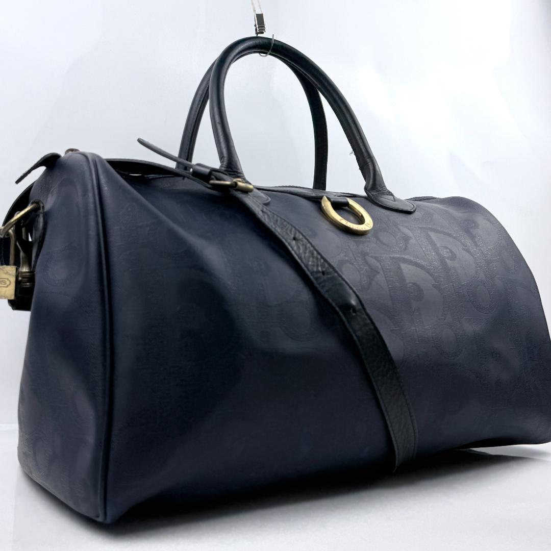 ディオール ボストンバッグ トロッター オーバル PVC レザー 2WAY 紺