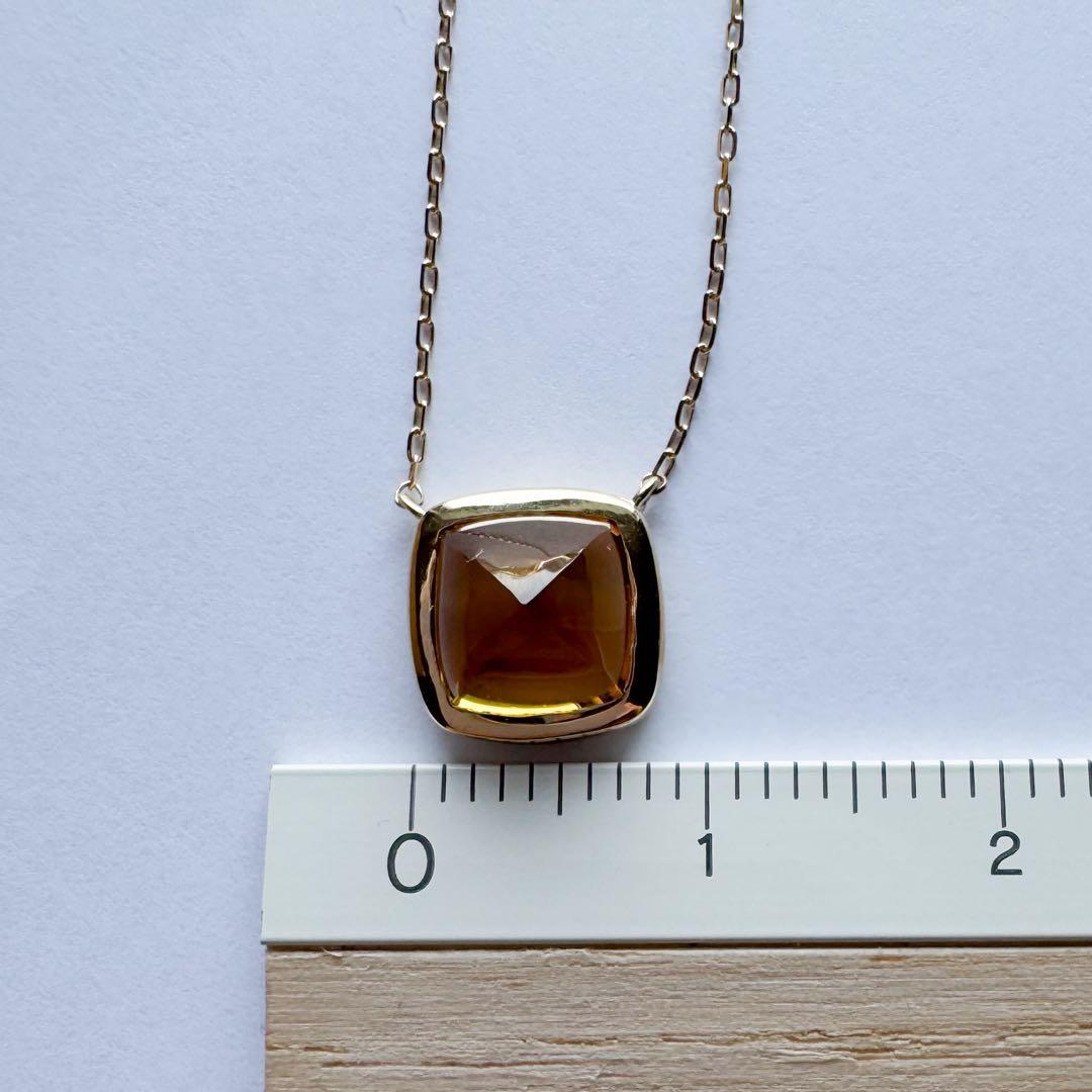 K18 シトリン ネックレス 1.54ct シュガーローフカット