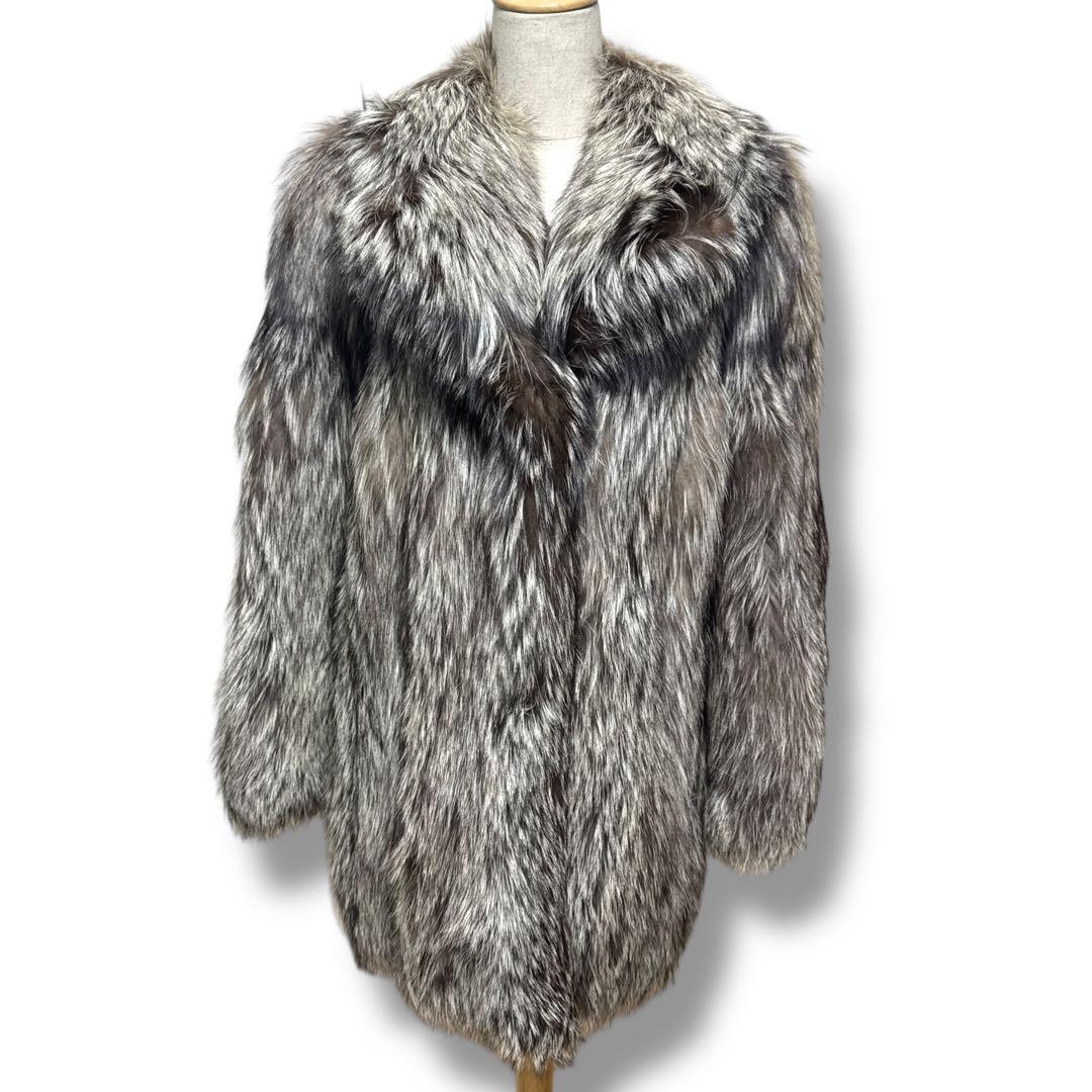 極美品 SAGA FOX 金サガ シルバーフォックスセミロングコート 毛皮 M