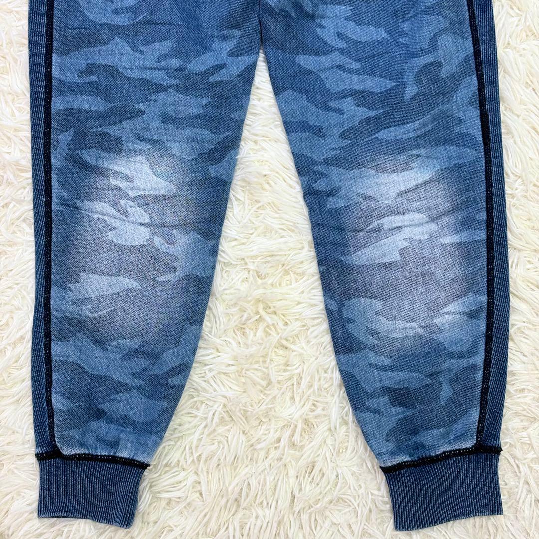 美品 ウノピュウ デニム ルームウェアセットアップ カモフラ柄 ネイビー 伸縮性