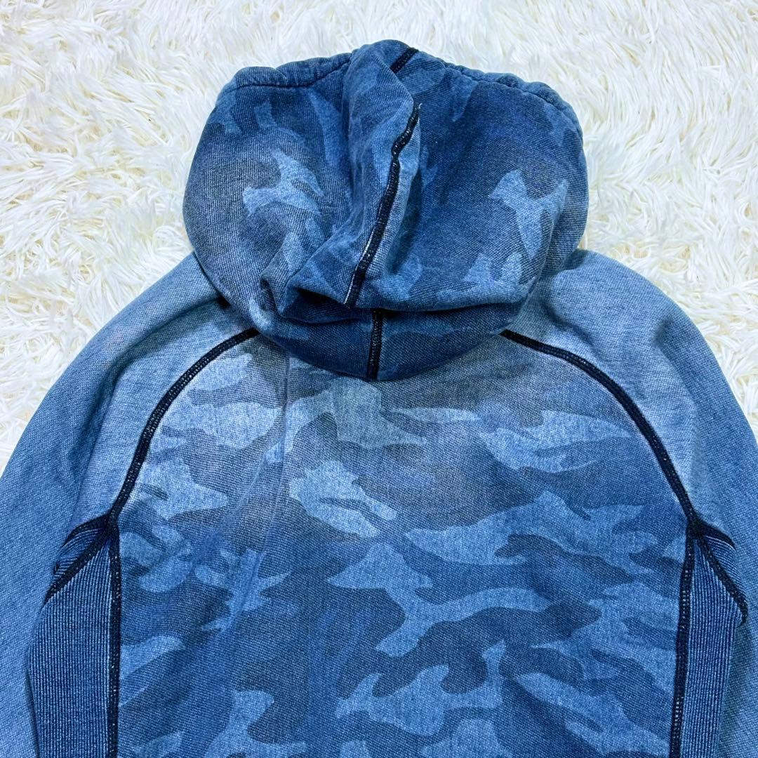 美品 ウノピュウ デニム ルームウェアセットアップ カモフラ柄 ネイビー 伸縮性