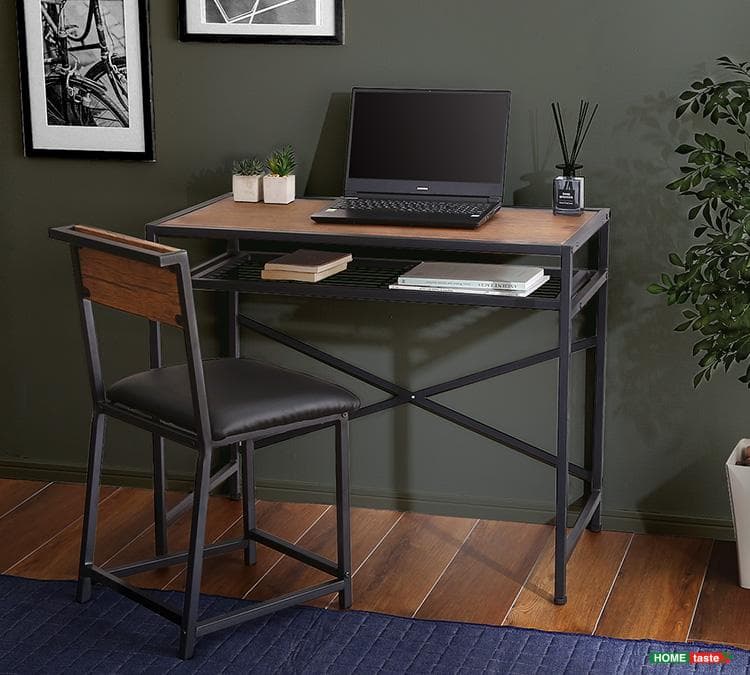 新品 送料込 ヴィンテージ風 収納棚付 コンパクトデスク＆チェアセット wb