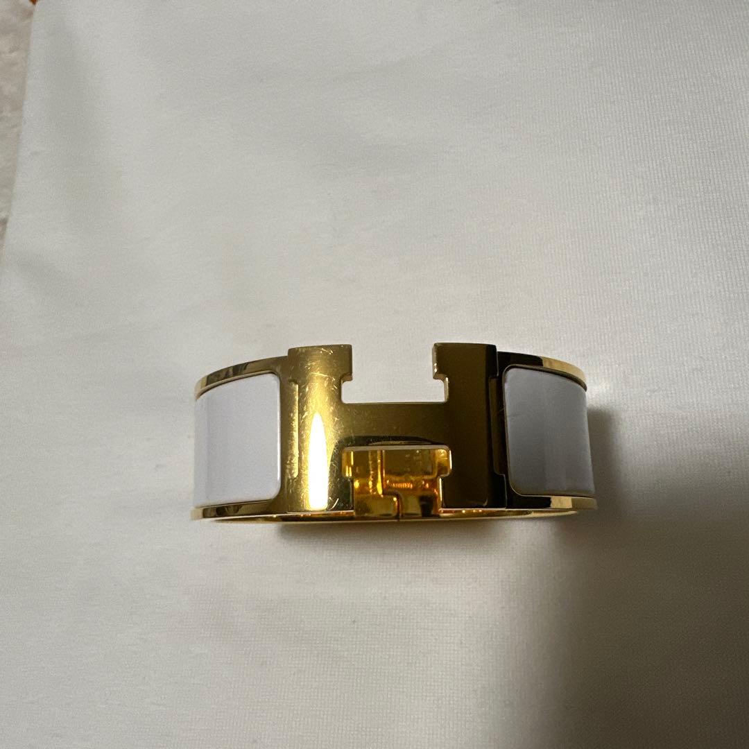 HERMES ホワイト ゴールド バングル